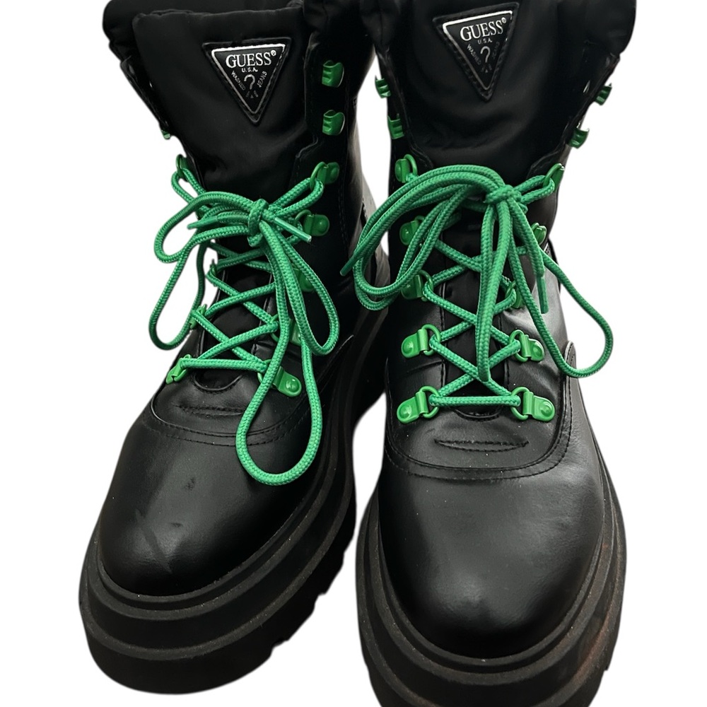 Guess Black and Green Winter Boots with Chunky Sole